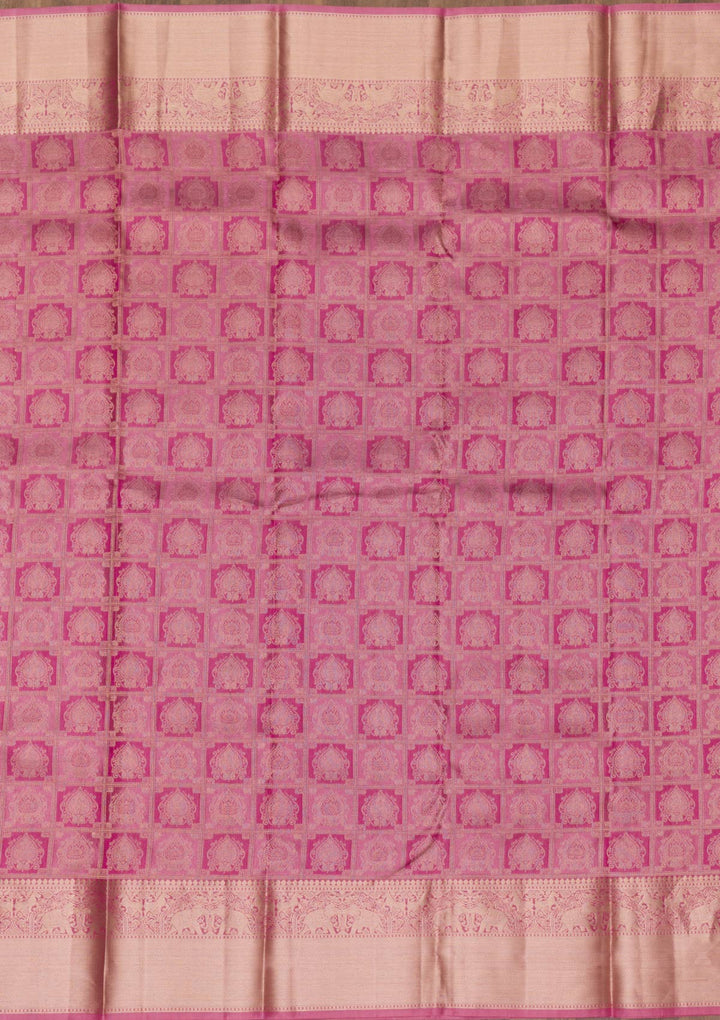 Onion Pink Zariwork Kanjivaram Pure Silk Saree