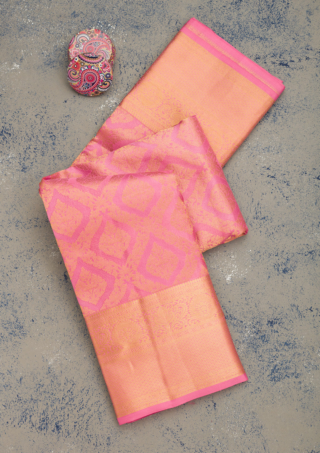 Onion Pink Zariwork Pure Silk Saree