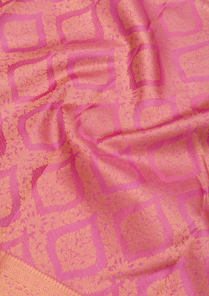 Onion Pink Zariwork Pure Silk Saree