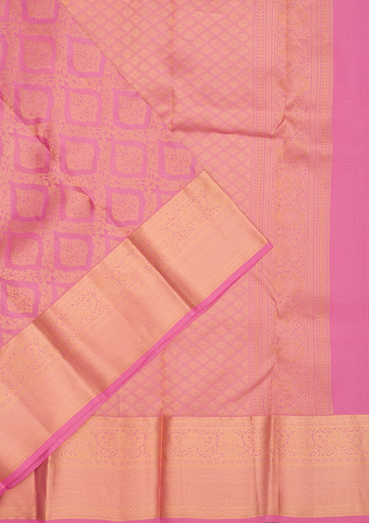 Onion Pink Zariwork Pure Silk Saree