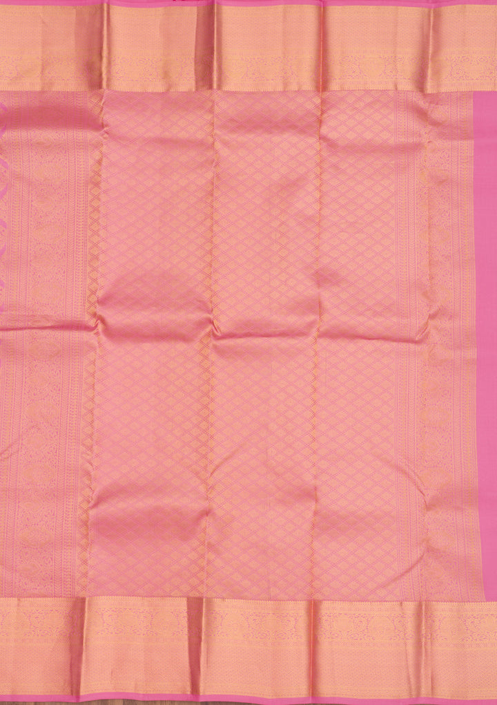 Onion Pink Zariwork Pure Silk Saree