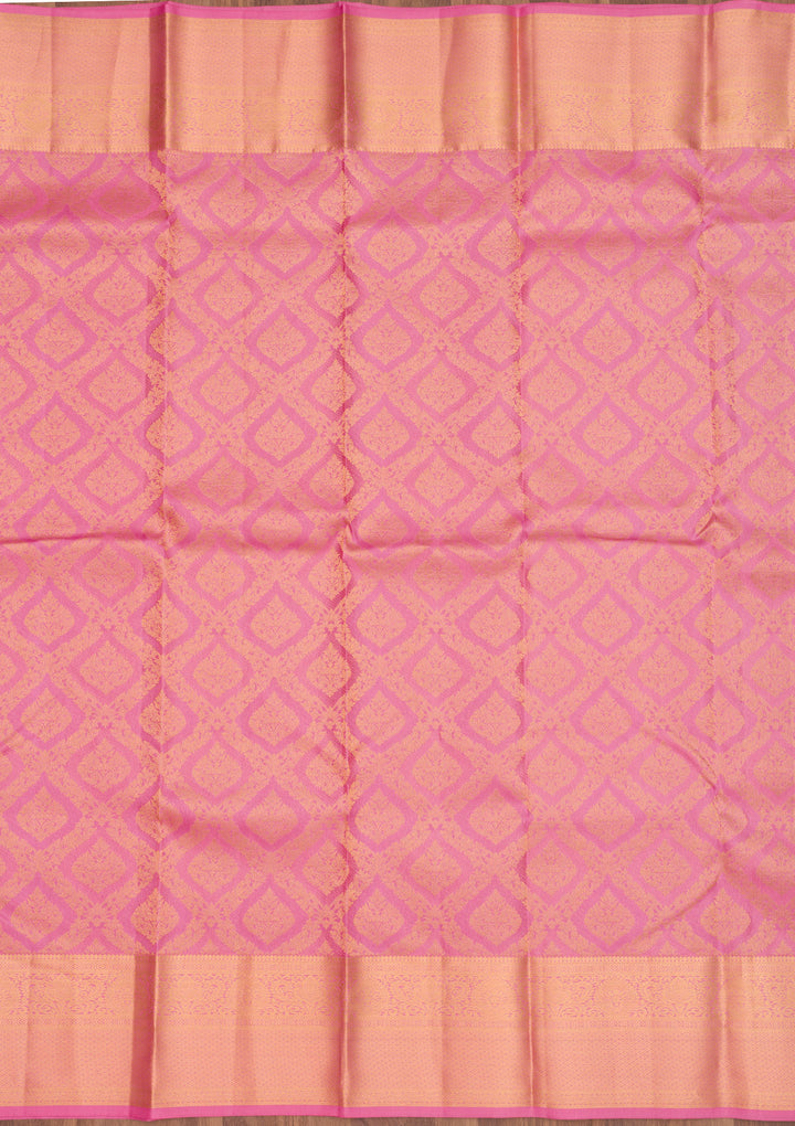 Onion Pink Zariwork Pure Silk Saree