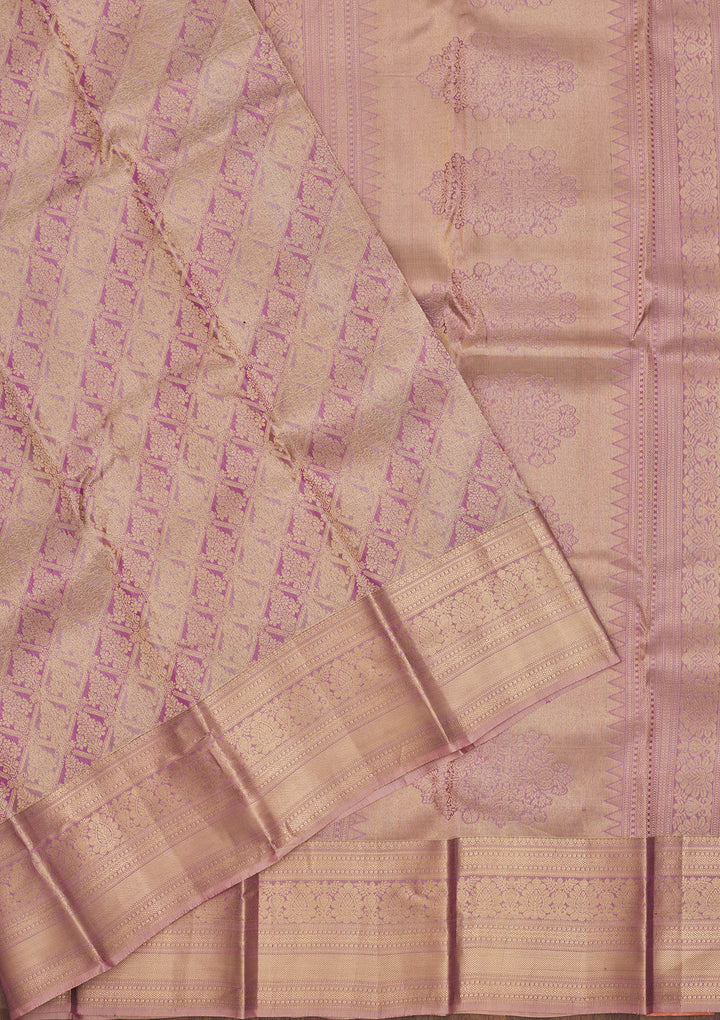 Onion Pink Zariwork Pure Silk Saree