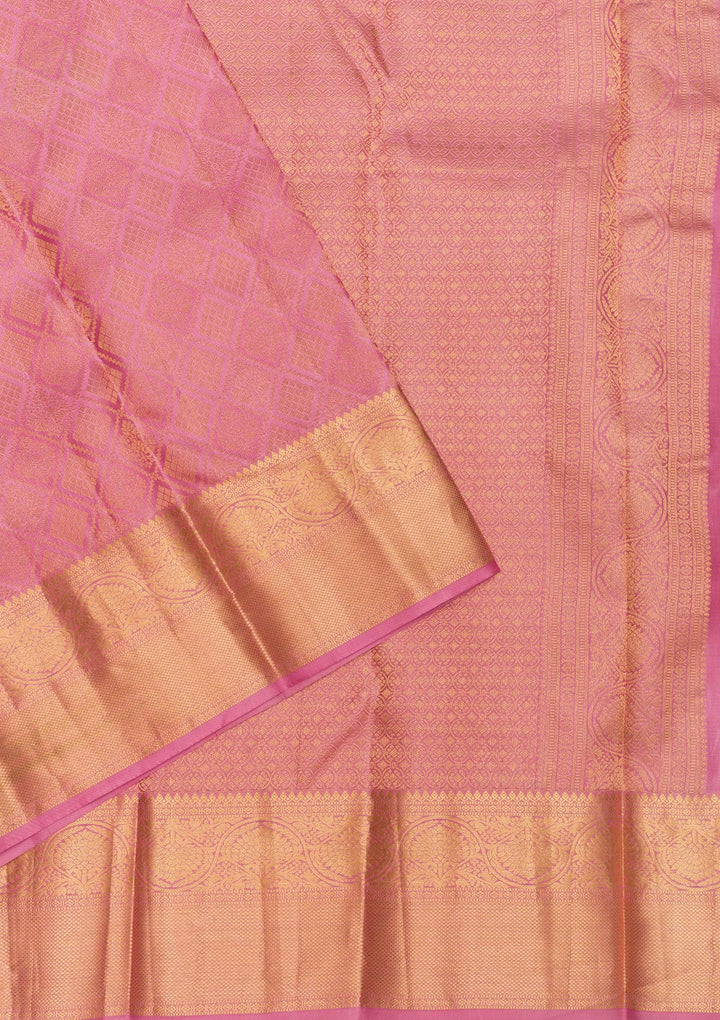 Onion Pink Zariwork Pure Silk Saree