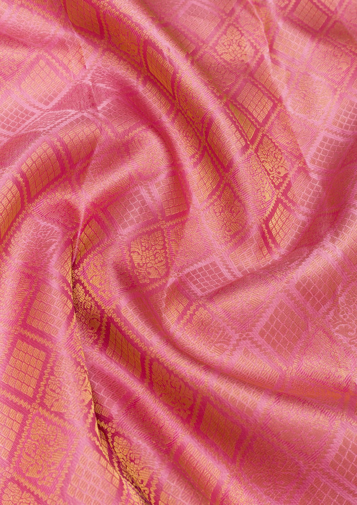 Onion Pink Zariwork Pure Silk Saree