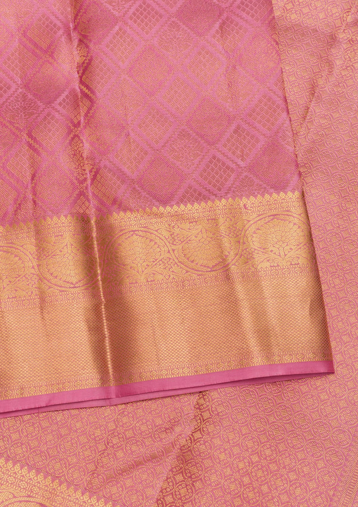 Onion Pink Zariwork Pure Silk Saree