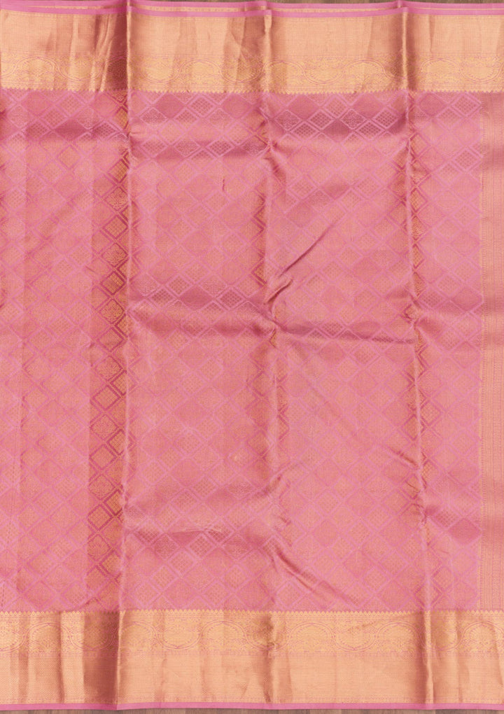 Onion Pink Zariwork Pure Silk Saree
