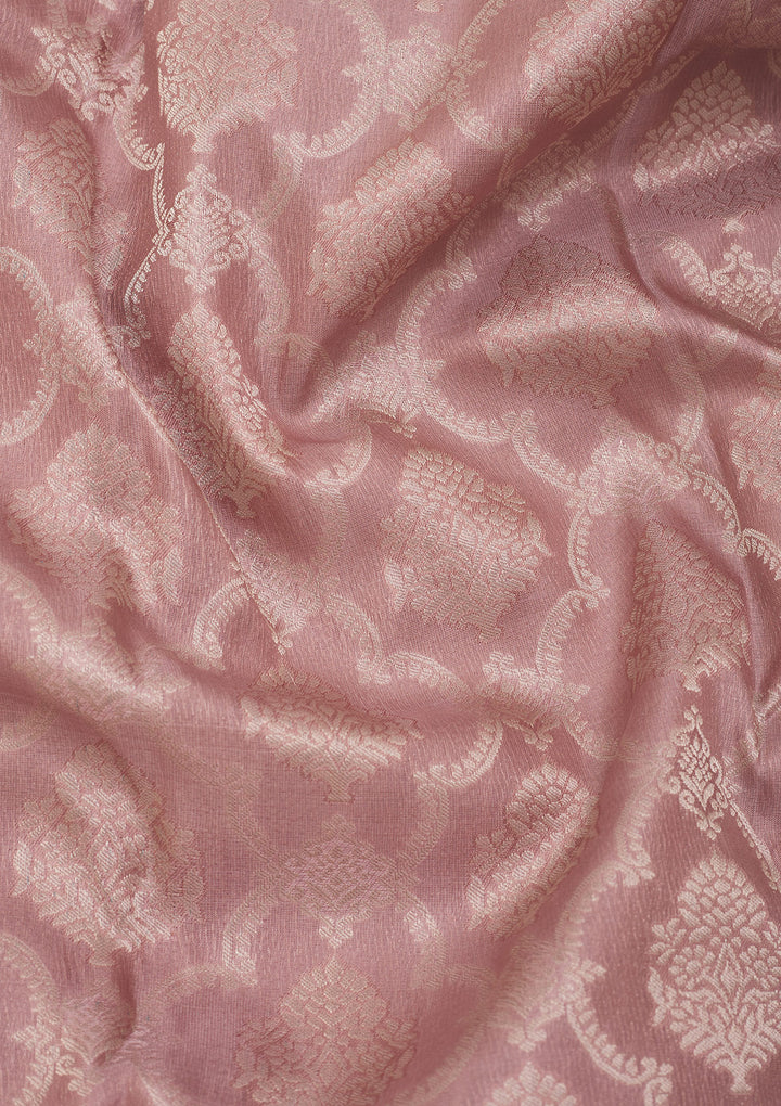 Onion Pink Zariwork Pure Silk Saree
