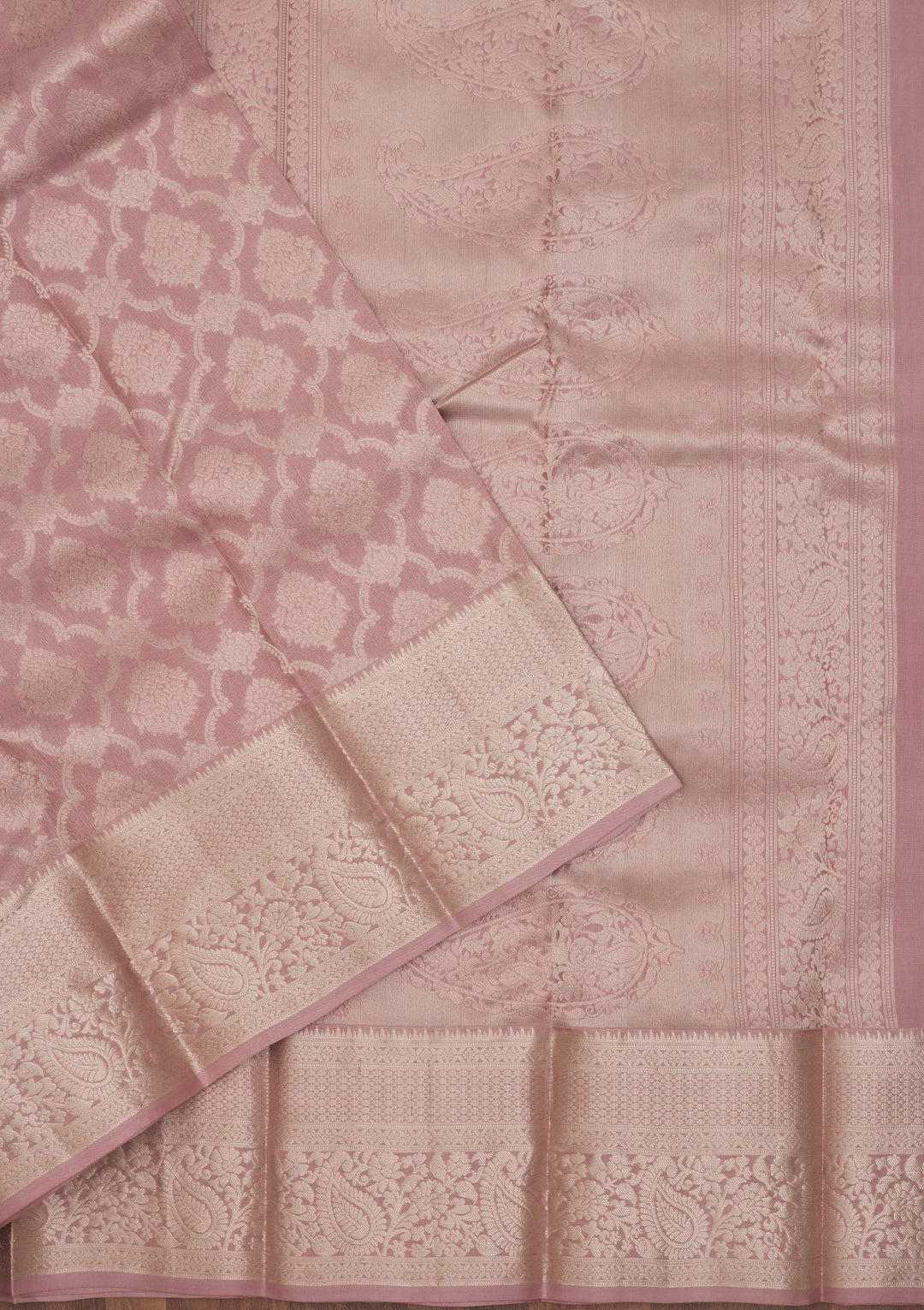 Onion Pink Zariwork Pure Silk Saree