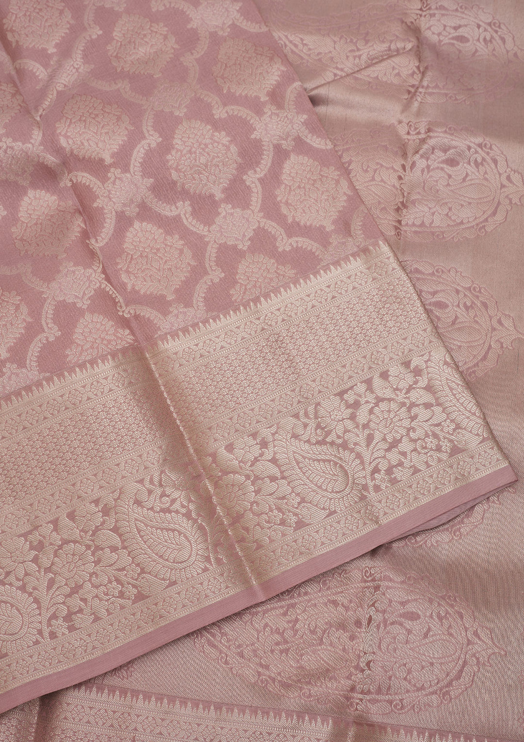 Onion Pink Zariwork Pure Silk Saree