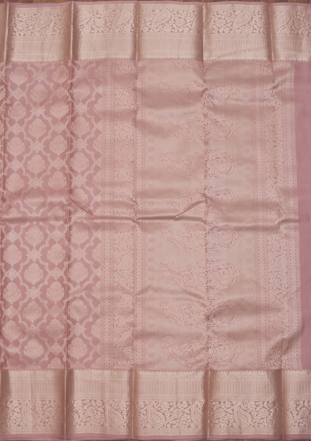 Onion Pink Zariwork Pure Silk Saree