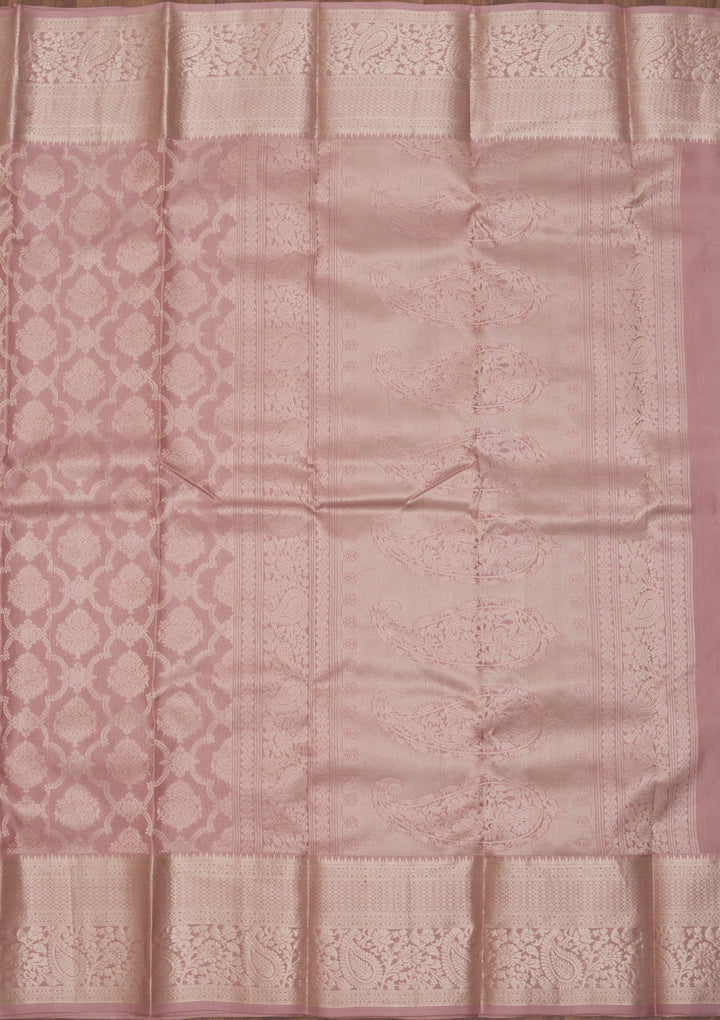 Onion Pink Zariwork Pure Silk Saree