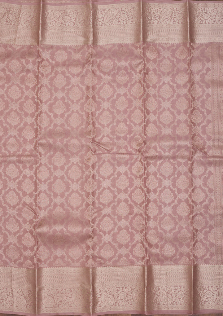 Onion Pink Zariwork Pure Silk Saree