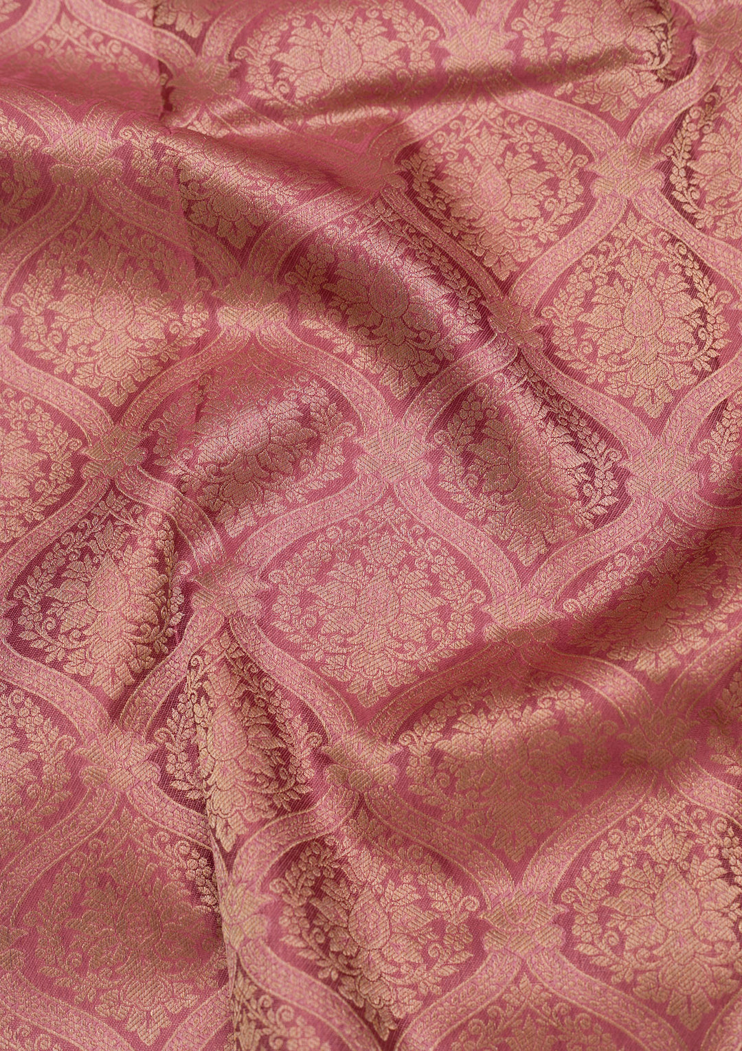 Onion Pink Zariwork Pure Silk Saree