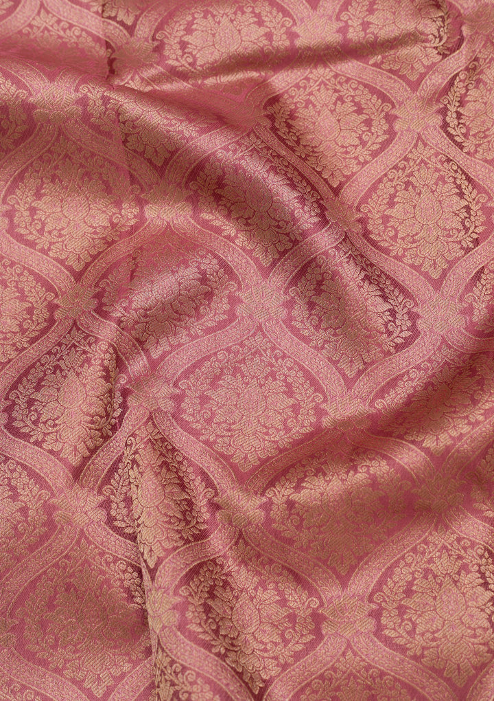 Onion Pink Zariwork Pure Silk Saree