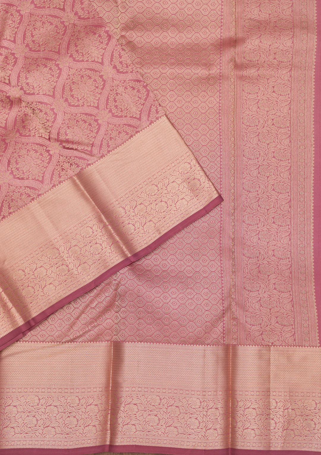 Onion Pink Zariwork Pure Silk Saree
