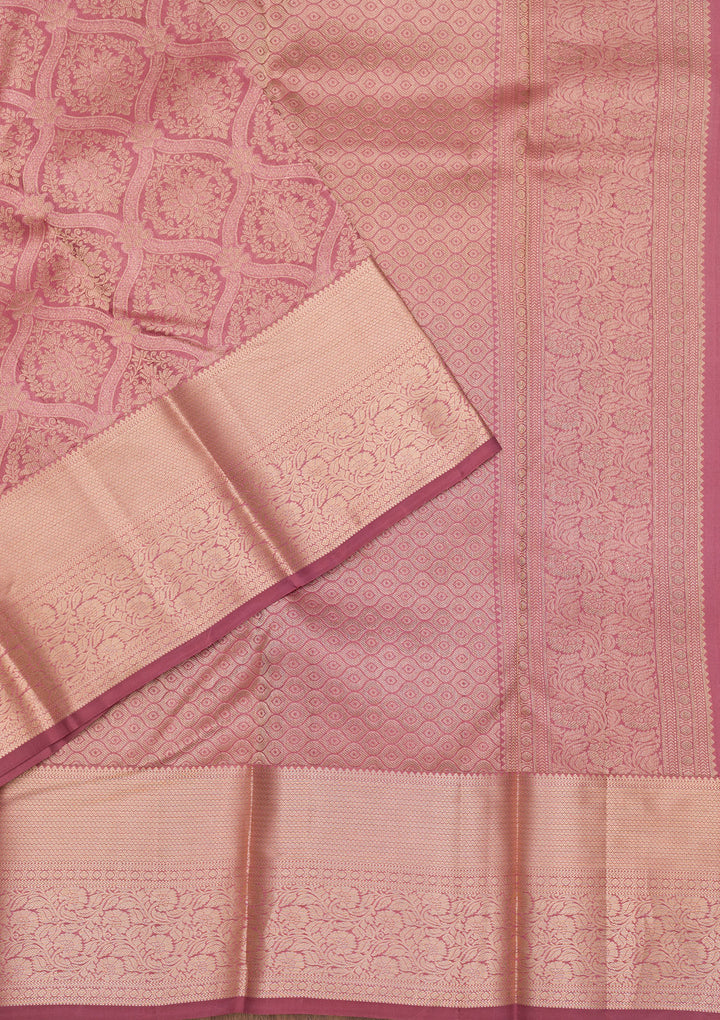 Onion Pink Zariwork Pure Silk Saree