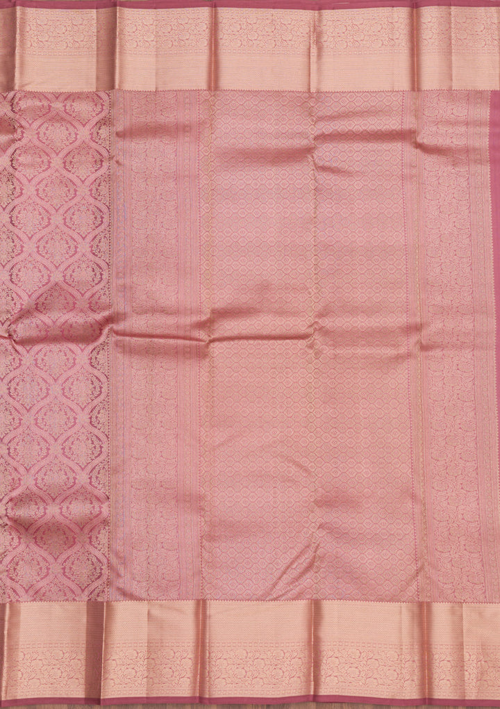 Onion Pink Zariwork Pure Silk Saree