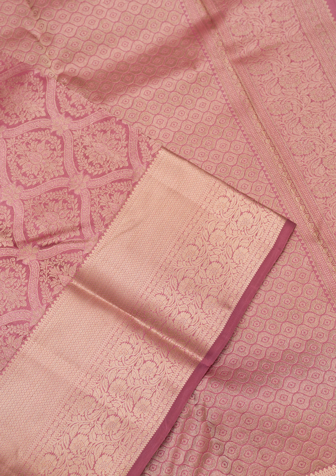 Onion Pink Zariwork Pure Silk Saree