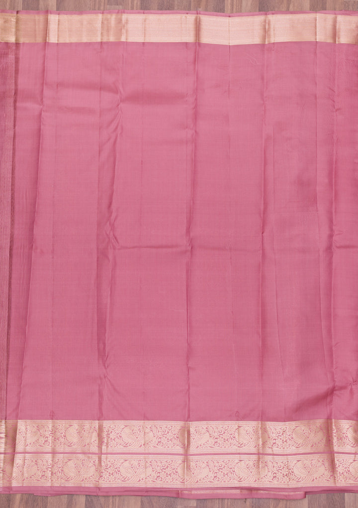 Onion Pink Zariwork Kanjivaram Pure Silk Saree