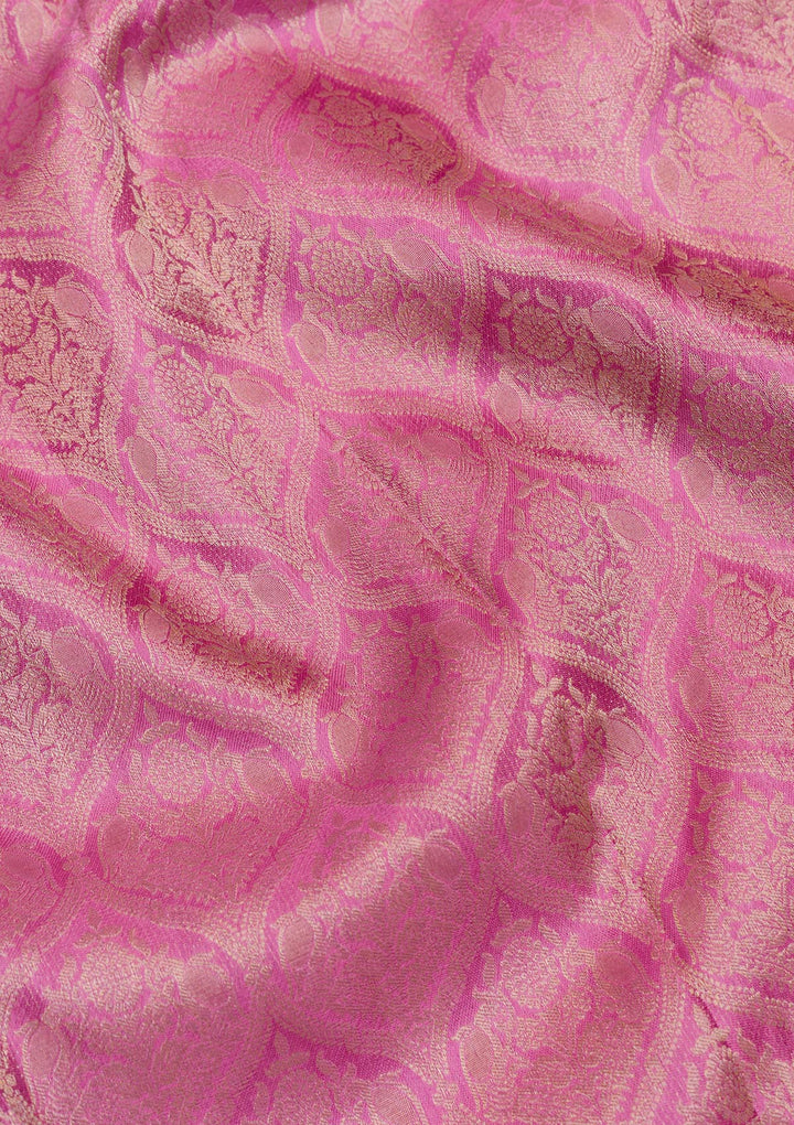 Onion Pink Zariwork Banarasi Pure Silk Saree