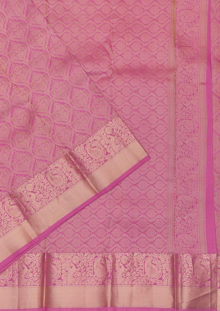 Onion Pink Zariwork Banarasi Pure Silk Saree