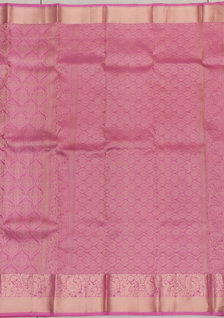 Onion Pink Zariwork Banarasi Pure Silk Saree