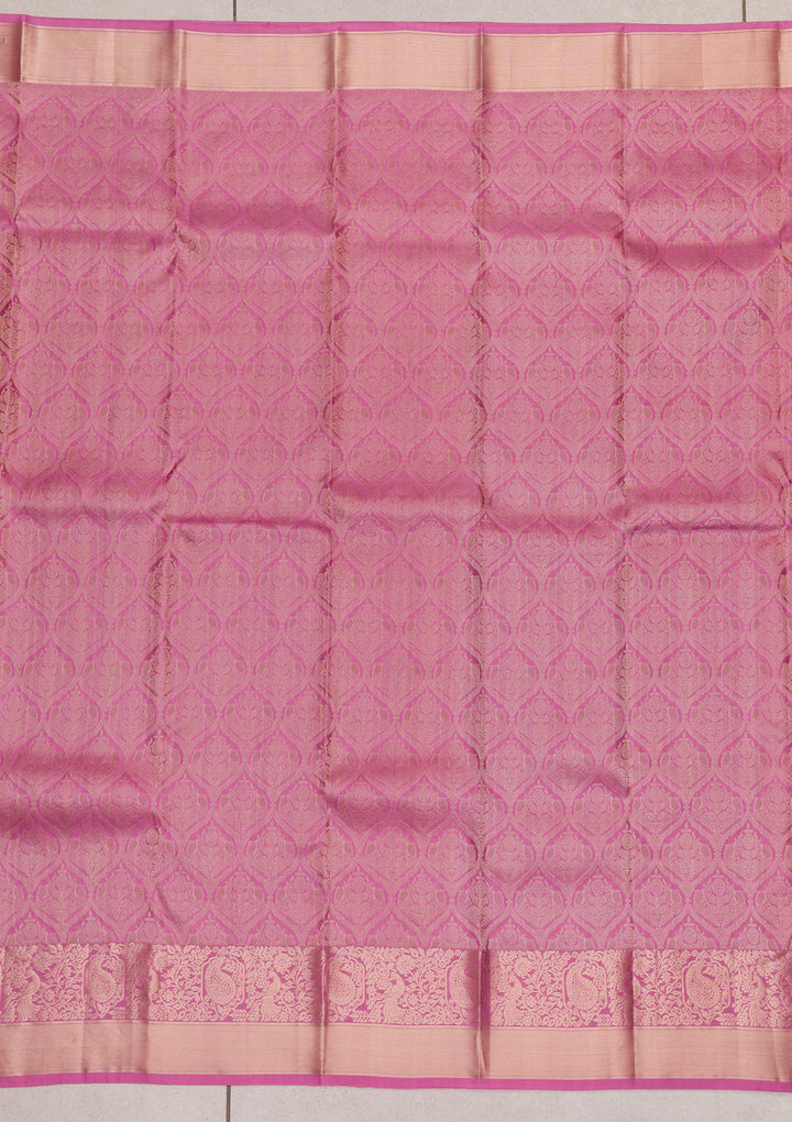 Onion Pink Zariwork Banarasi Pure Silk Saree