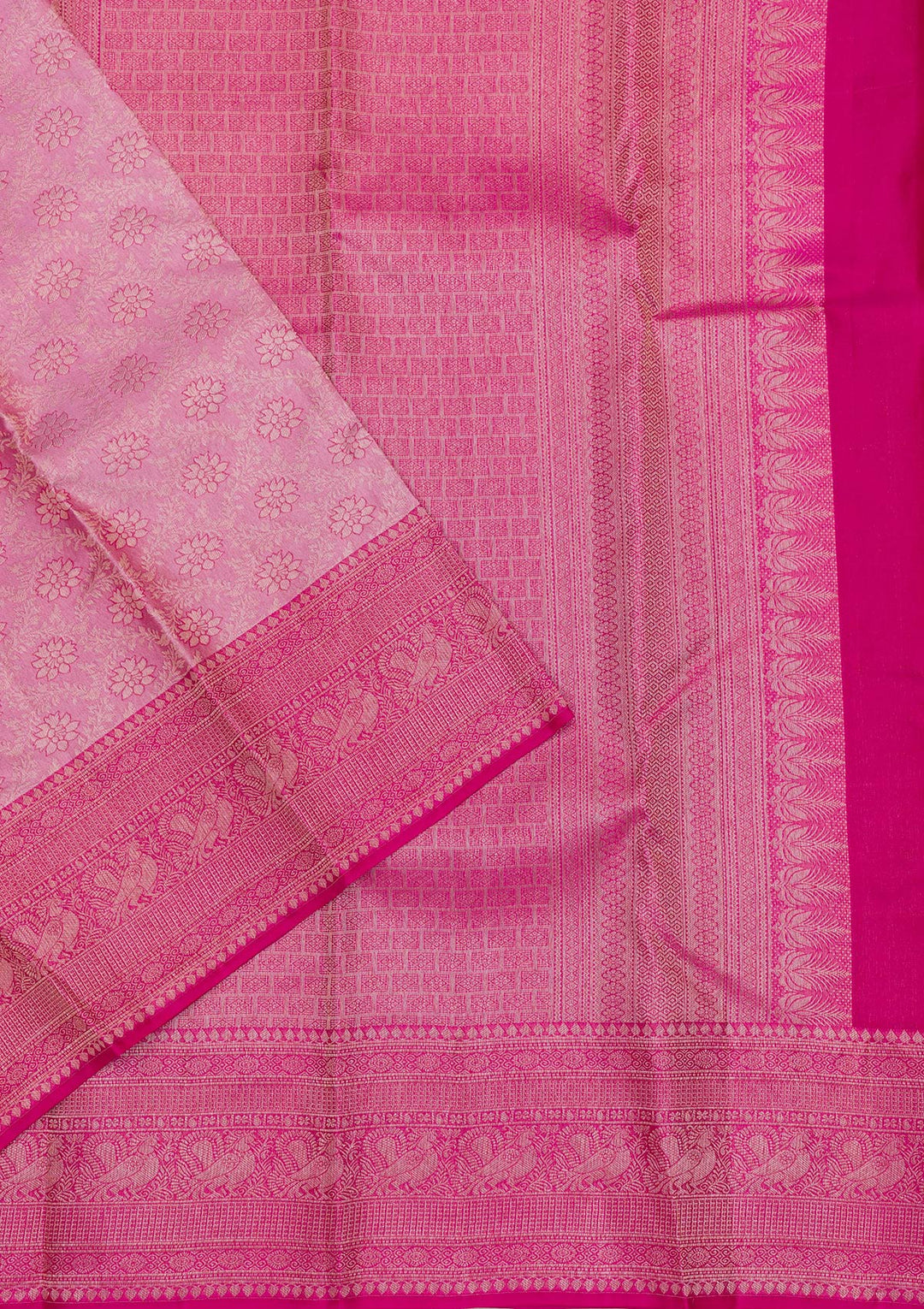 Onion Pink Zariwork Pure Silk Saree