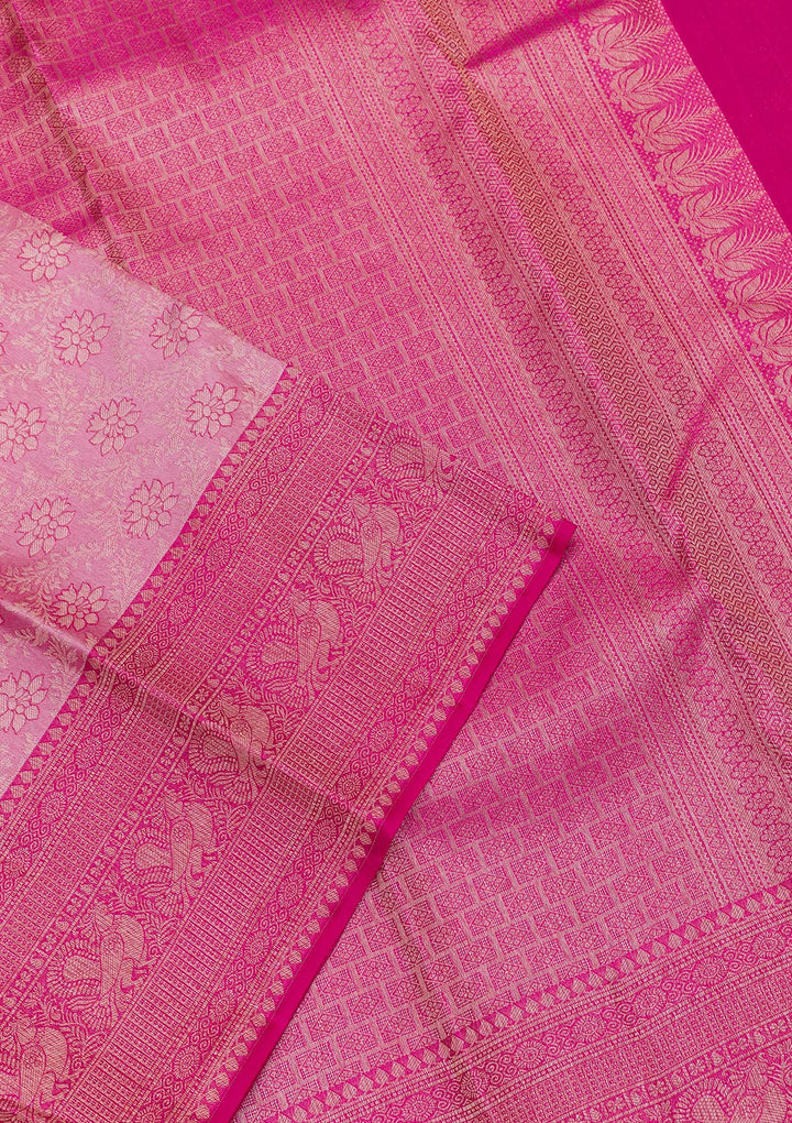 Onion Pink Zariwork Pure Silk Saree
