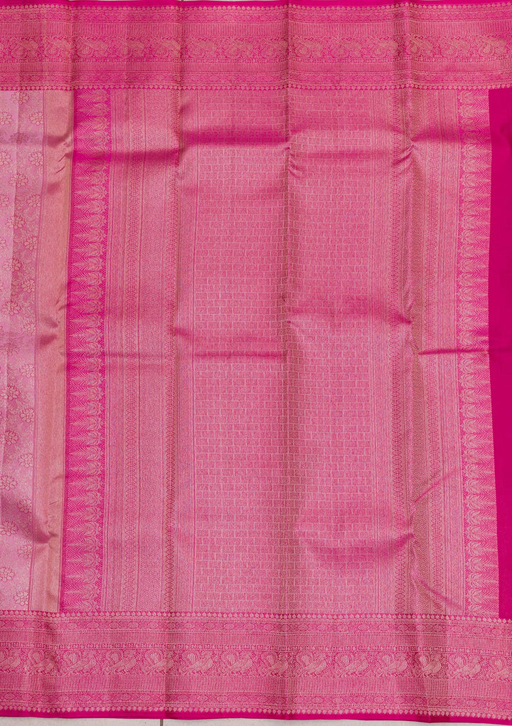 Onion Pink Zariwork Pure Silk Saree