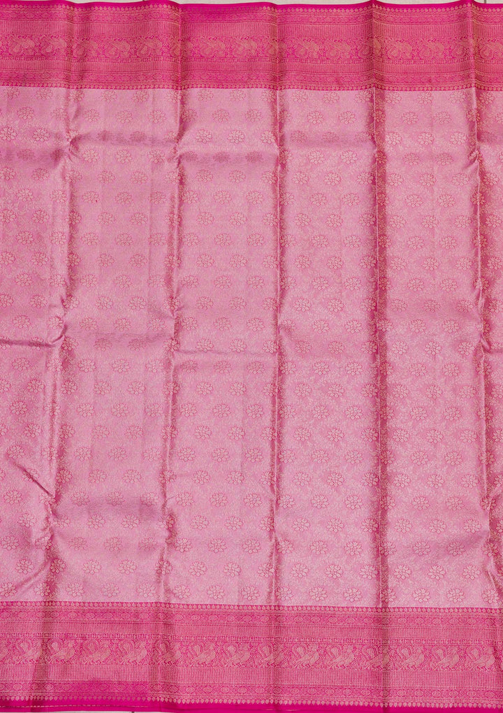 Onion Pink Zariwork Pure Silk Saree