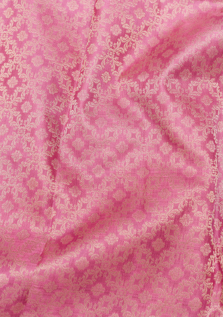 Onion Pink Zariwork Kanjivaram Pure Silk Saree
