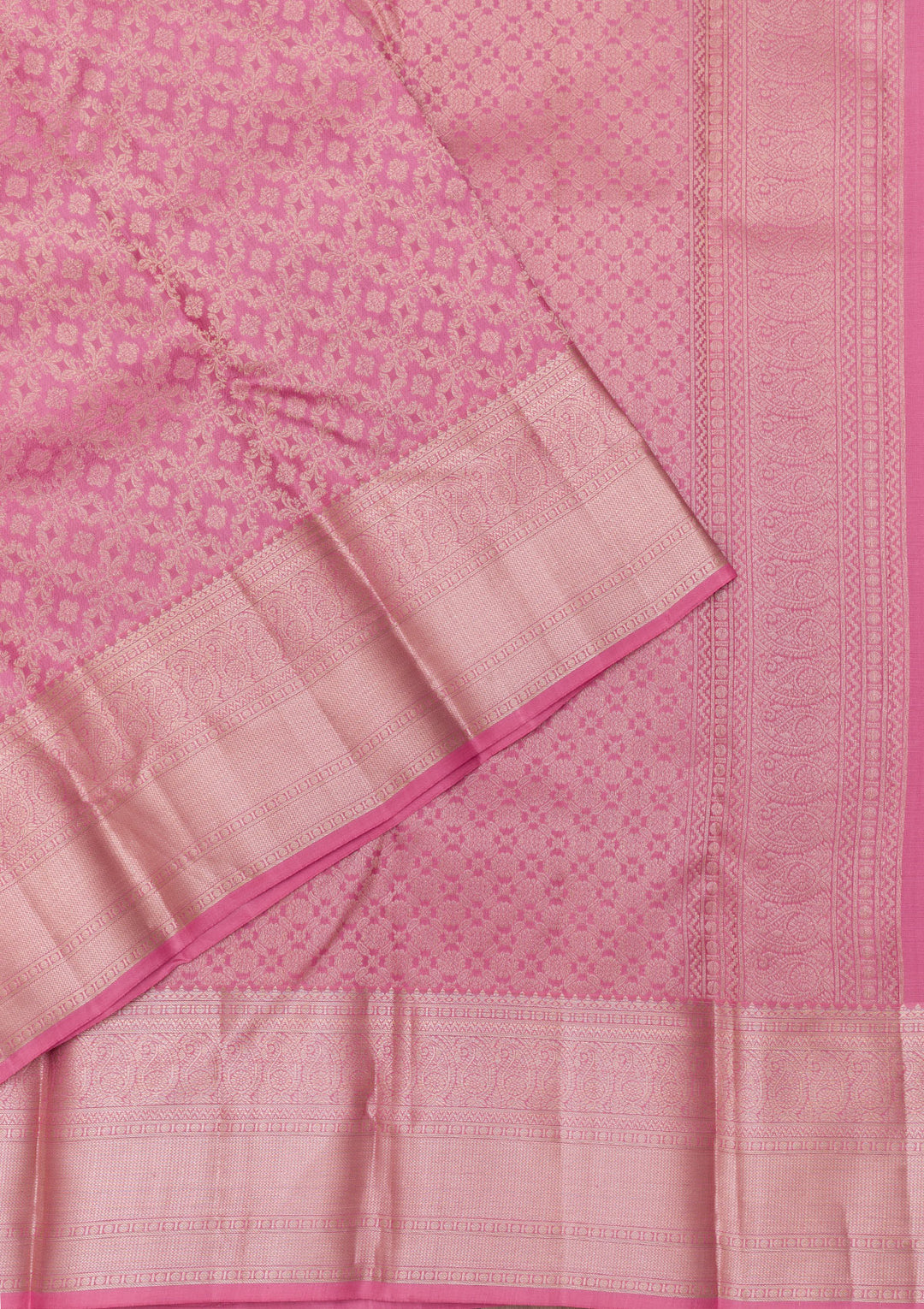 Onion Pink Zariwork Kanjivaram Pure Silk Saree