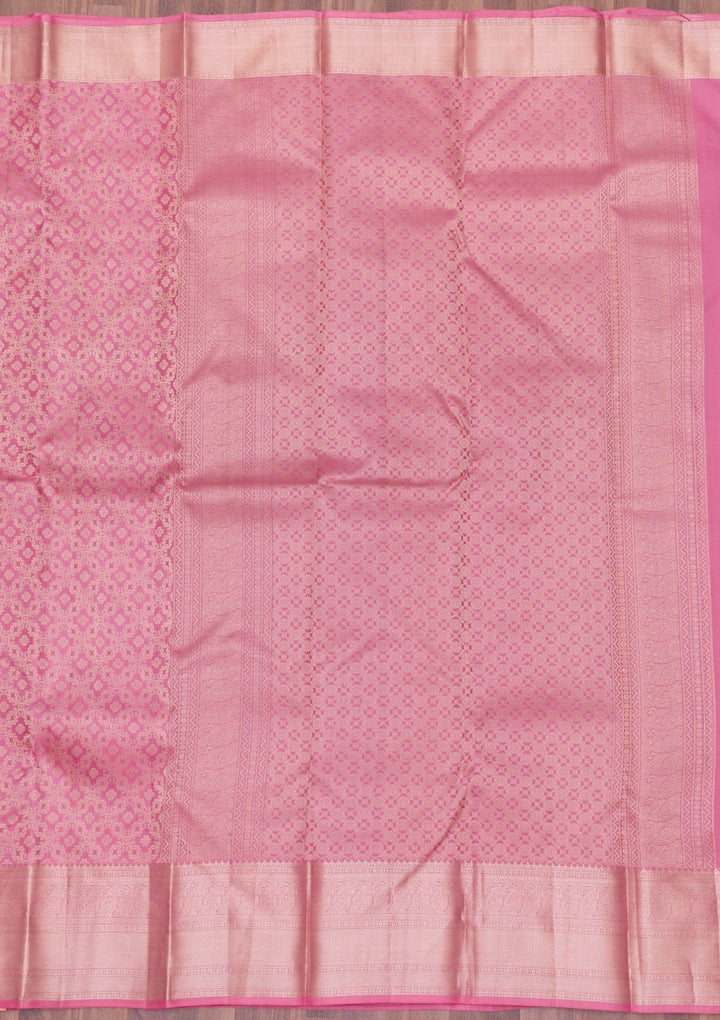 Onion Pink Zariwork Kanjivaram Pure Silk Saree