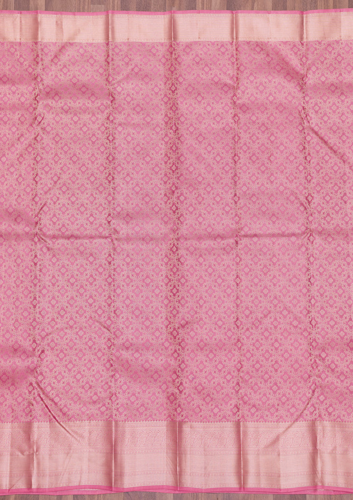 Onion Pink Zariwork Kanjivaram Pure Silk Saree