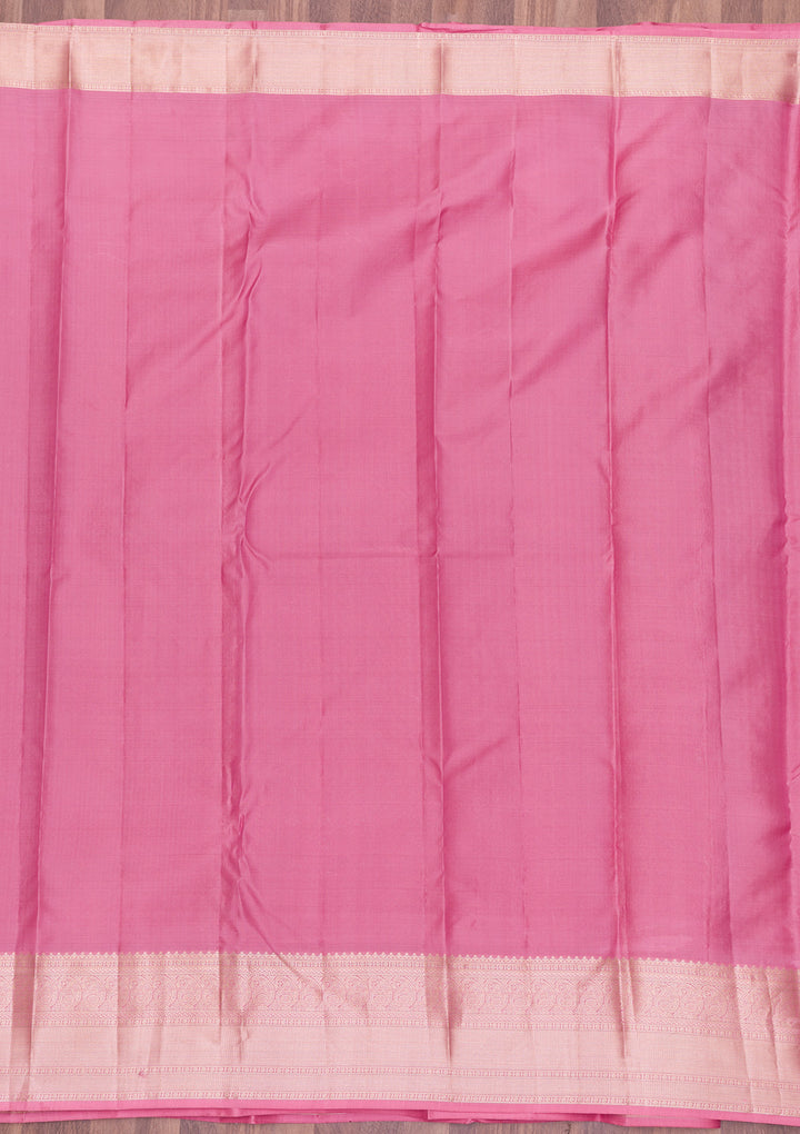Onion Pink Zariwork Kanjivaram Pure Silk Saree