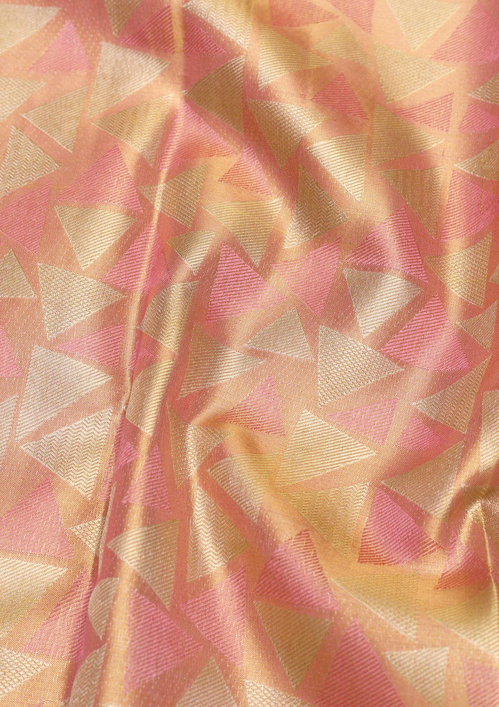 Onion Pink Zariwork Pure Silk Saree-Koskii