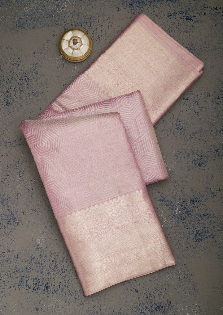 Onion Pink Zariwork Pure Silk Saree