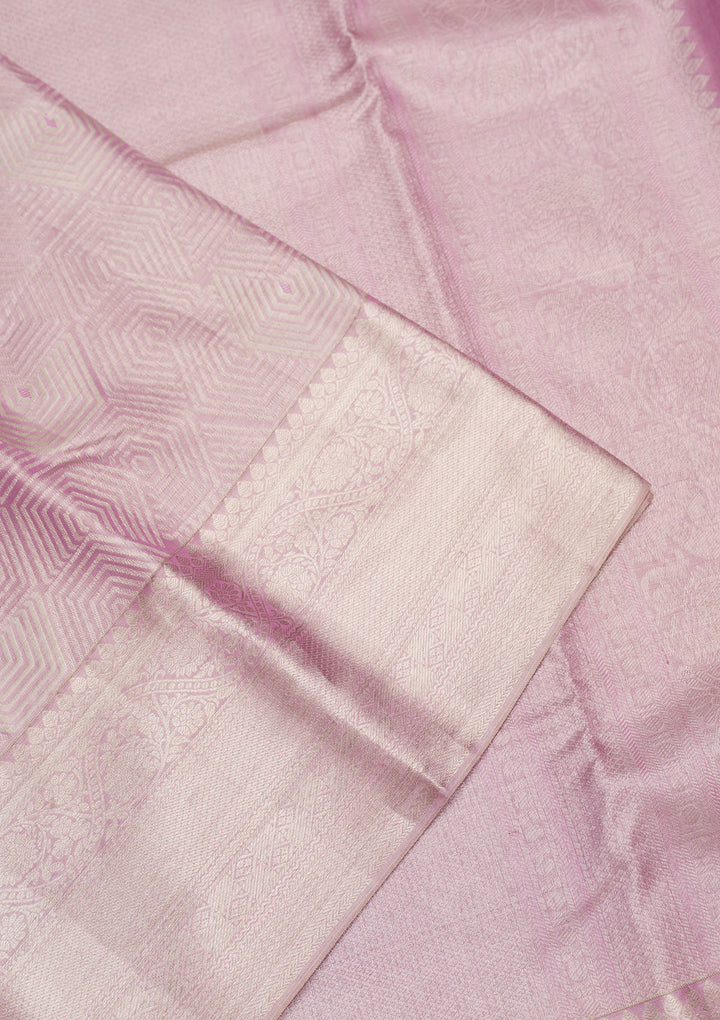 Onion Pink Zariwork Pure Silk Saree