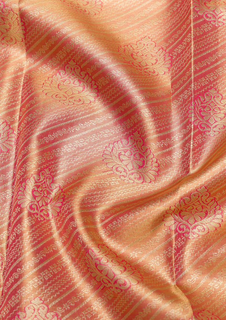 Onion Pink Zariwork Pure Silk Saree-Koskii