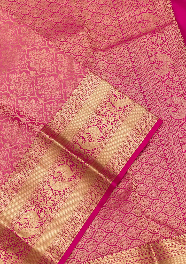 Onion Pink Zariwork Kanjivaram Pure Silk Saree