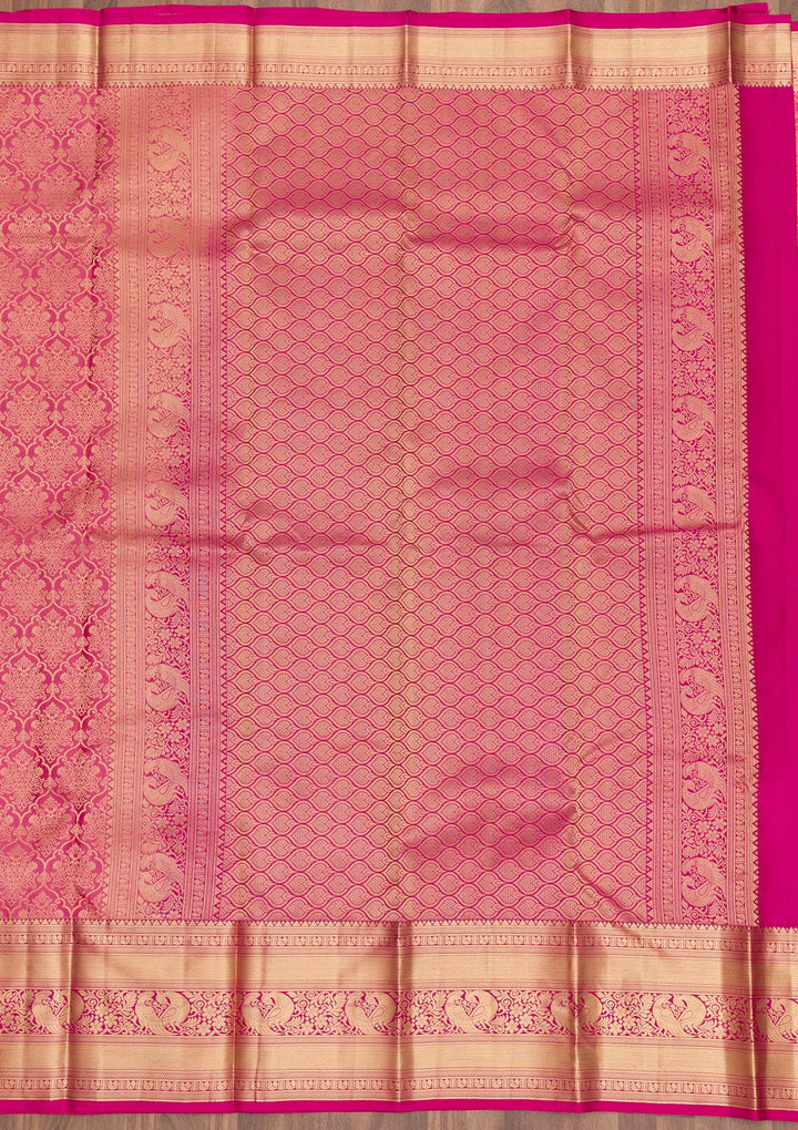 Onion Pink Zariwork Kanjivaram Pure Silk Saree
