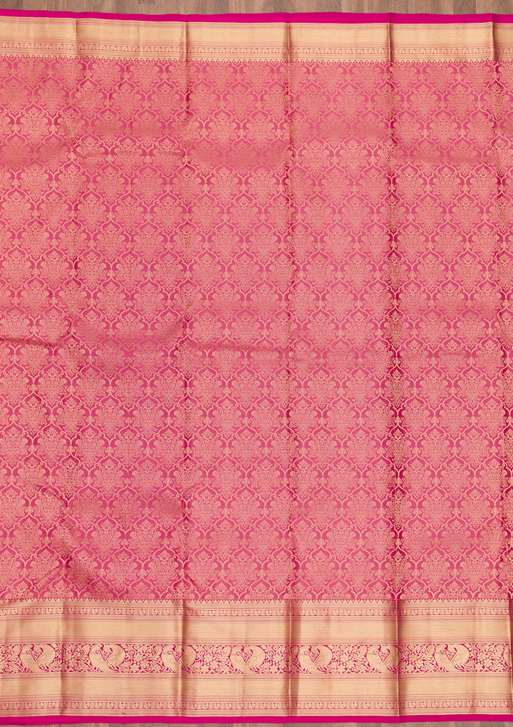Onion Pink Zariwork Kanjivaram Pure Silk Saree