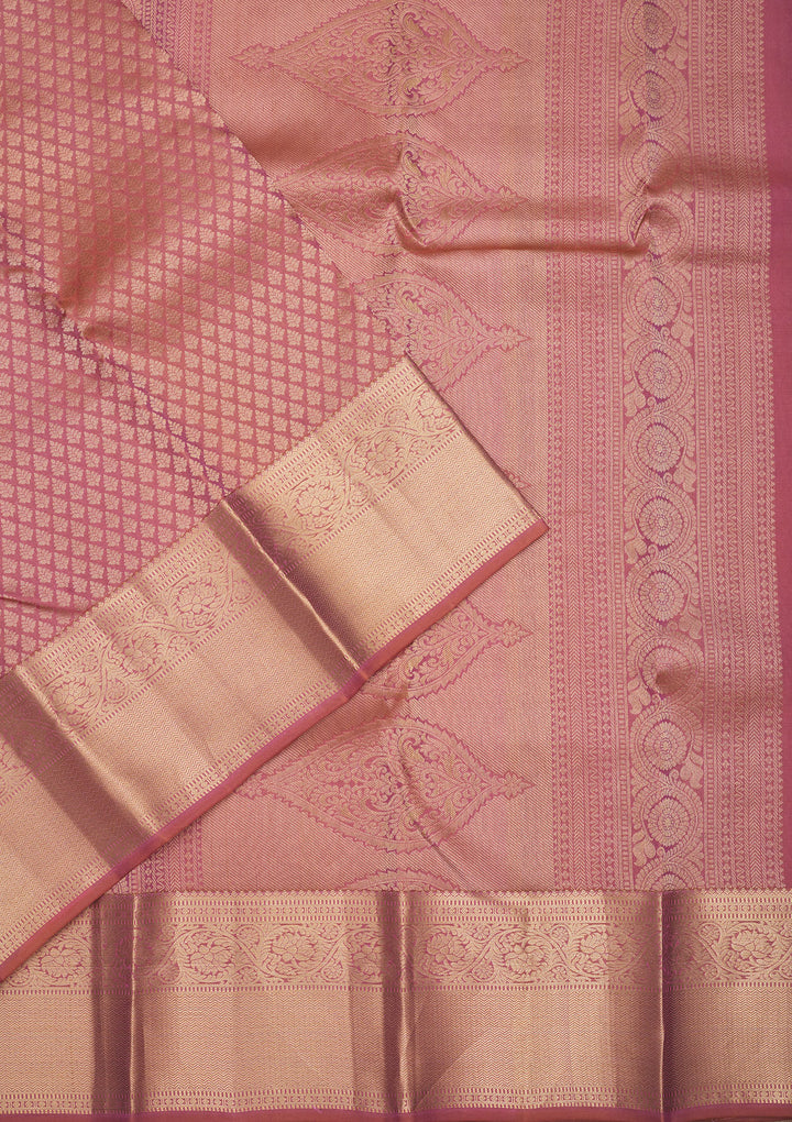 Onion Pink Zariwork Pure Silk Saree
