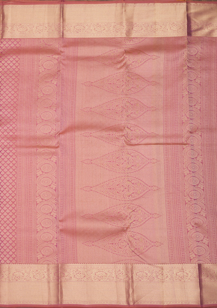 Onion Pink Zariwork Pure Silk Saree