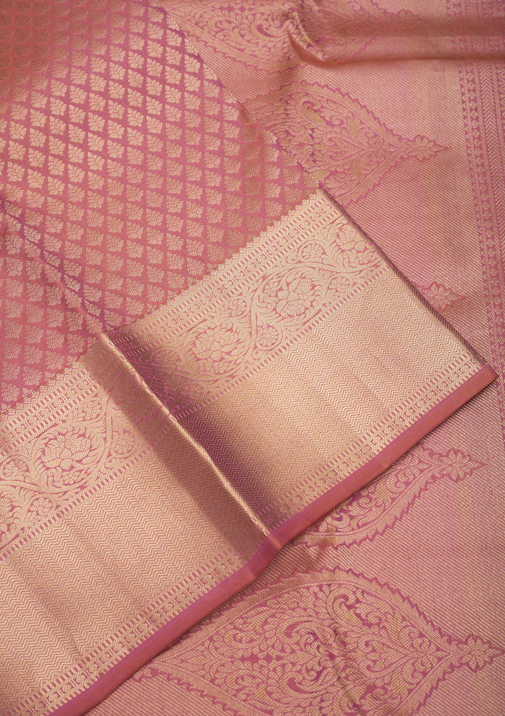 Onion Pink Zariwork Pure Silk Saree