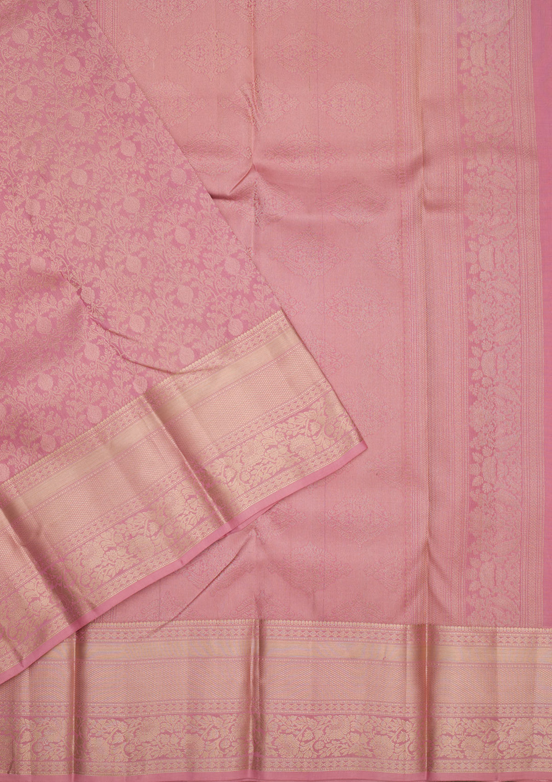 Onion Pink Zariwork Pure Silk Saree