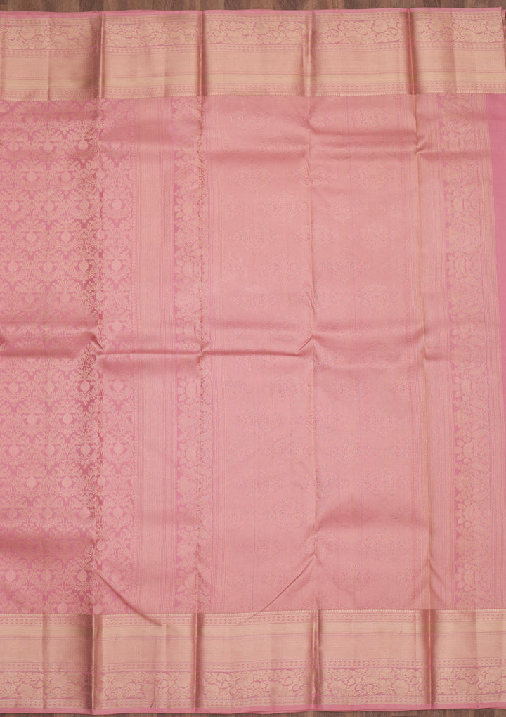Onion Pink Zariwork Pure Silk Saree