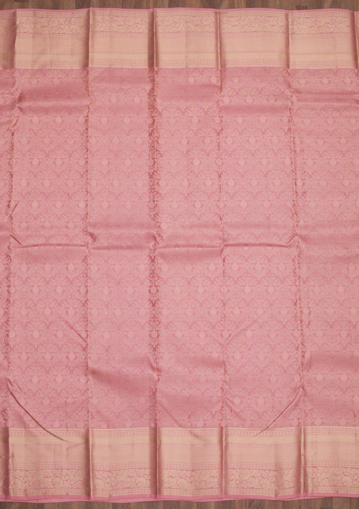 Onion Pink Zariwork Pure Silk Saree
